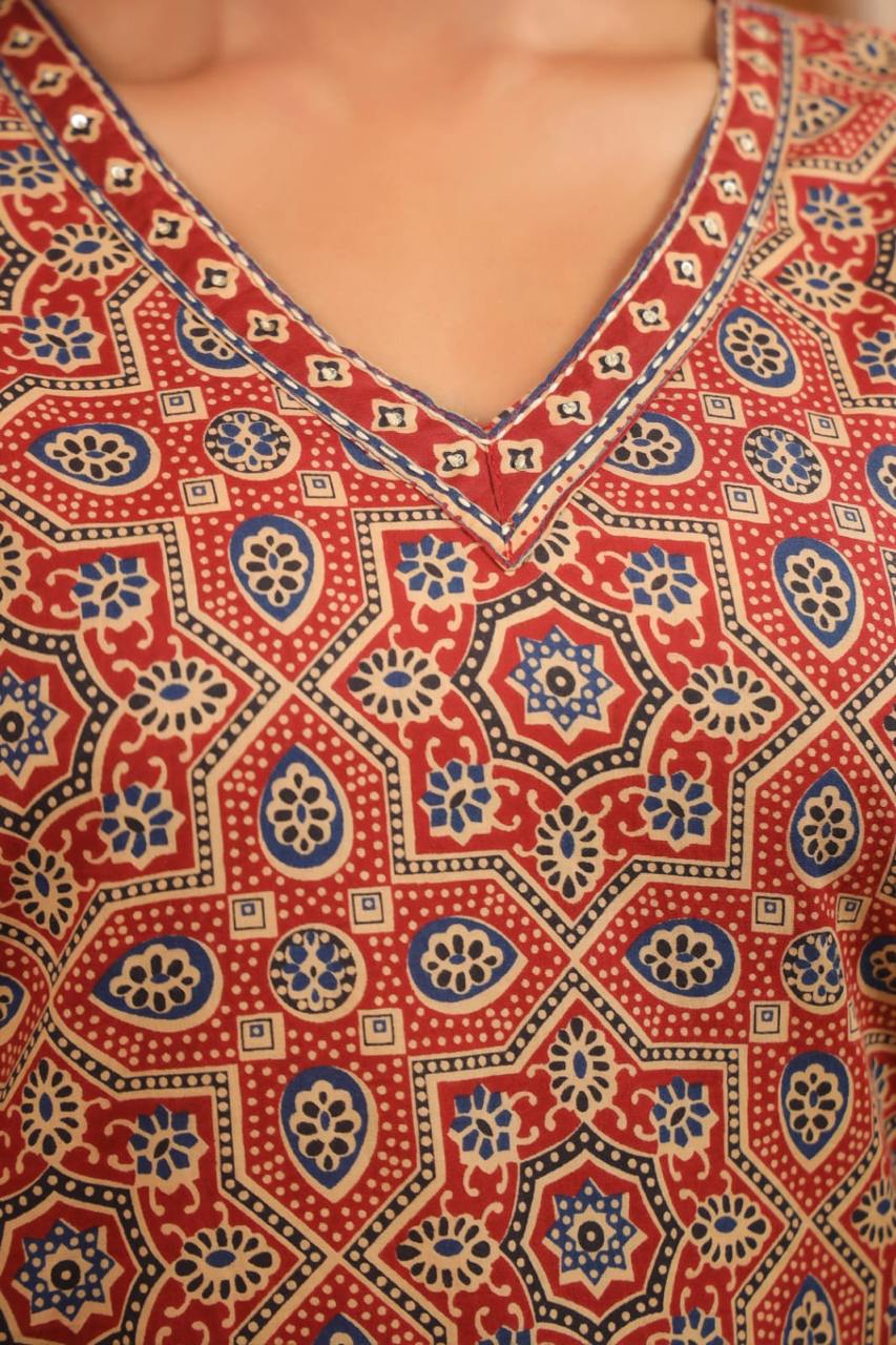 Ajrak Print Dupatta Set