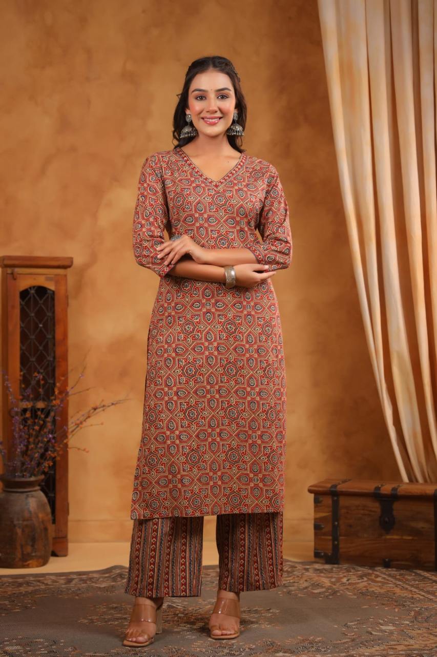 Ajrak Print Dupatta Set