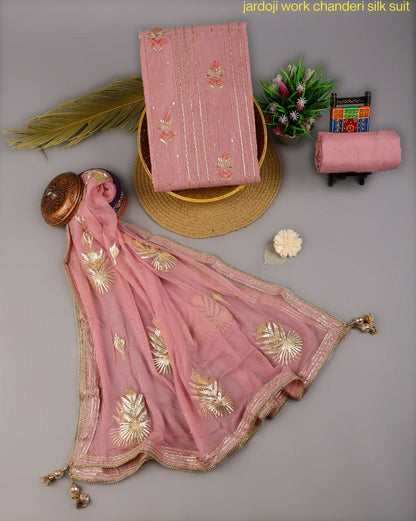 Chanderi Silk Suit with zardozi work