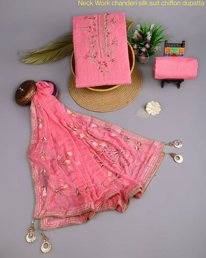 Chanderi Silk Suit with zardozi work