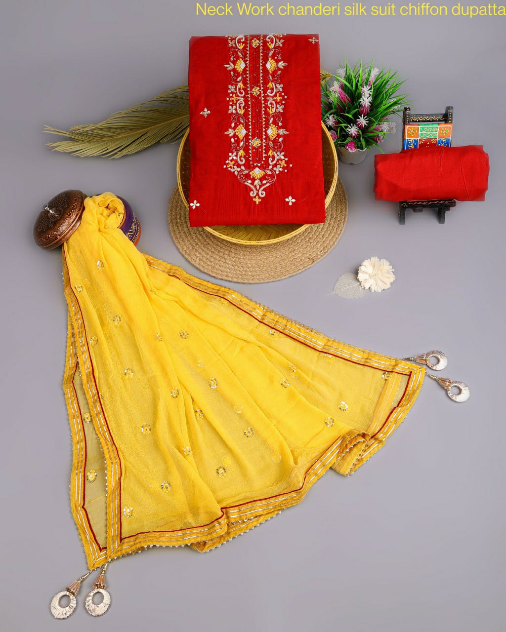 Chanderi Silk Suit with zardozi work