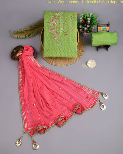 Chanderi Silk Suit with zardozi work