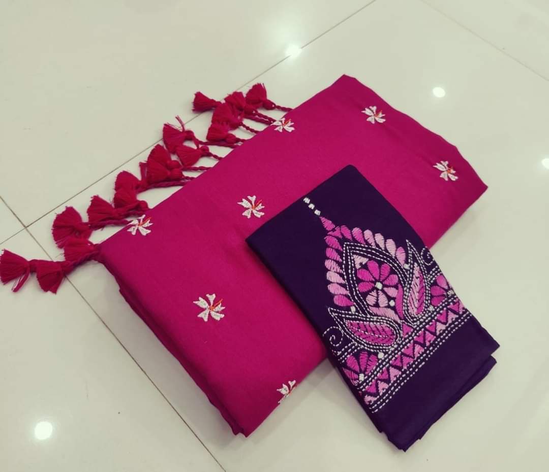 Shiuliful Embriodery Handloom Saree