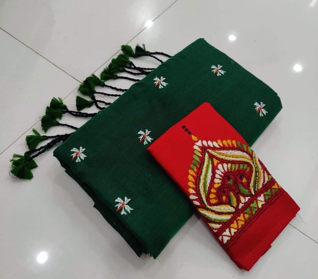 Shiuliful Embriodery Handloom Saree