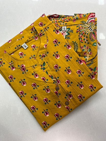 Cotton Block printed Kurta Set