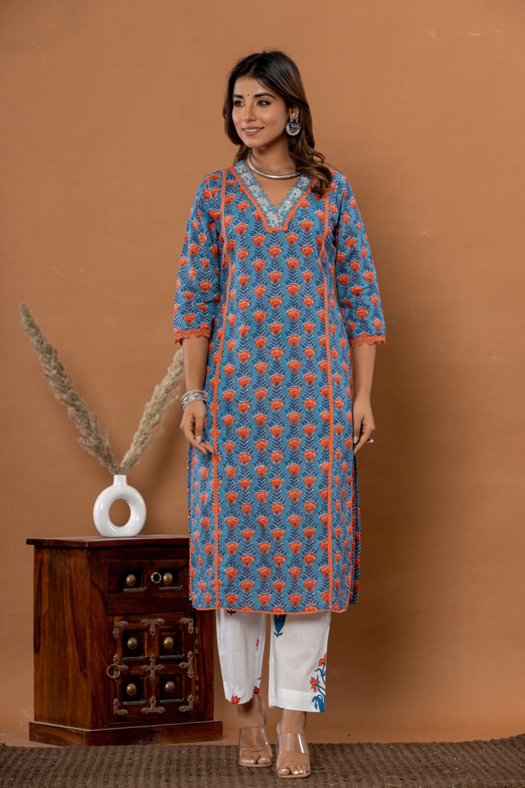 Cotton Kurta Set (Blue)