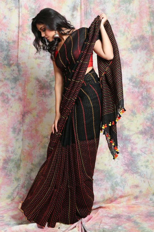 Handloom Kantha Stitch Saree