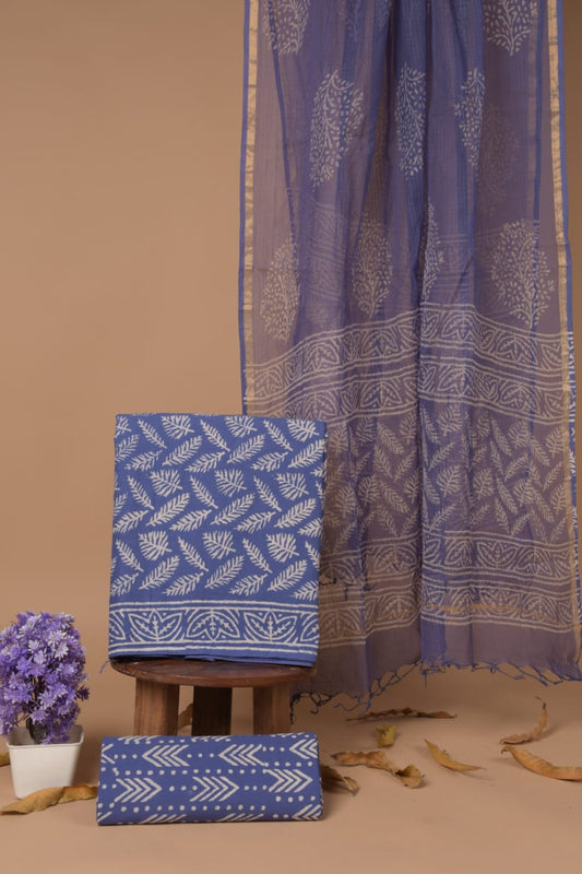 Cotton Block Printed Suit piece with Kota Dupatta