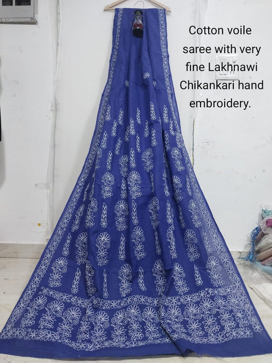 Cotton Voil Chikankari Saree