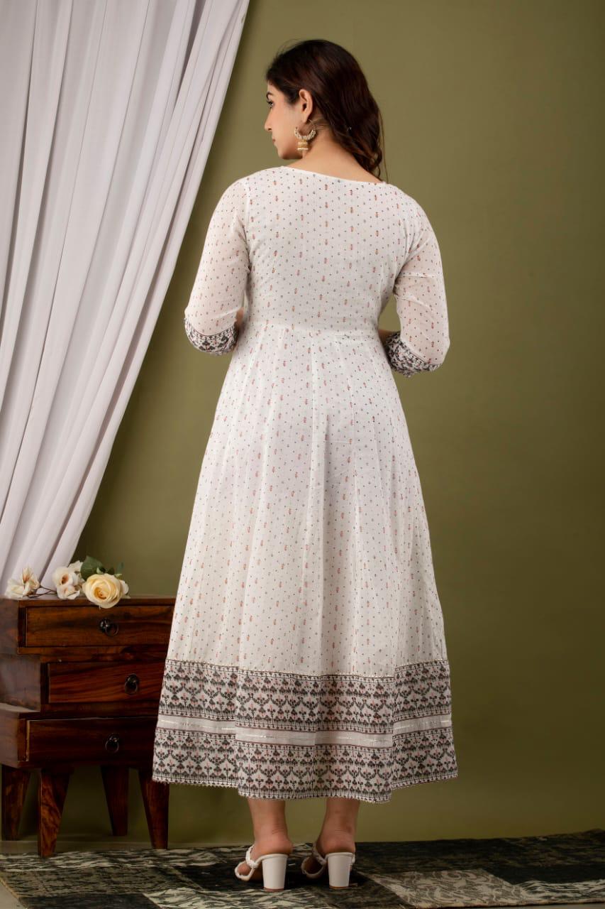 White Cotton Gown with embriodery