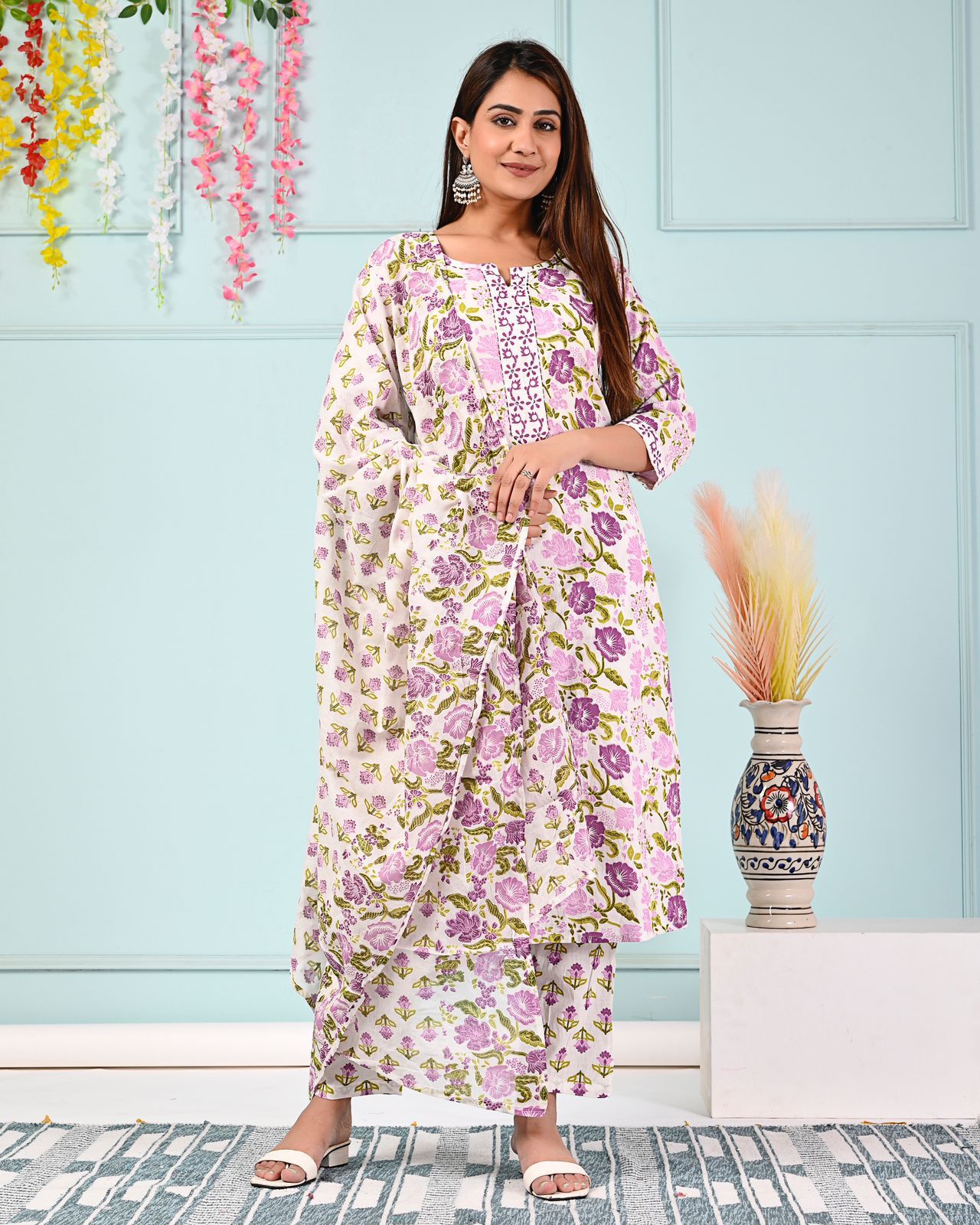 Cotton Printed Dupatta Set