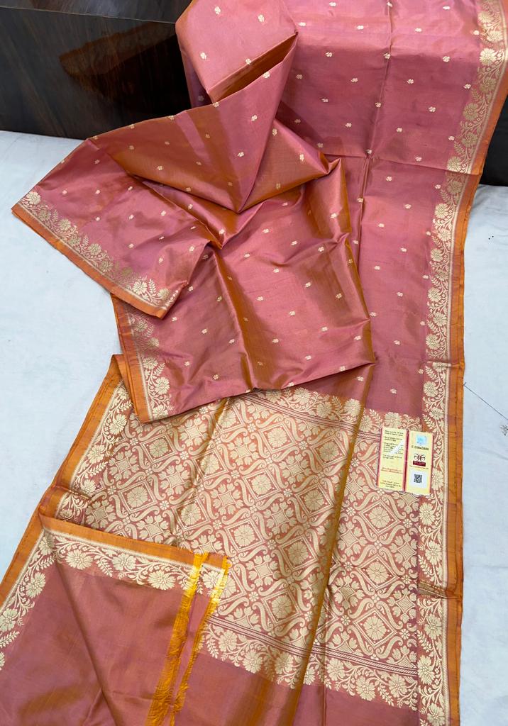 Katan Silk Resham Booti Saree (with silkmark certified)