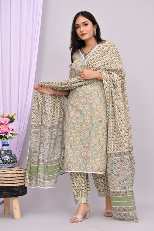 Cotton Printed Sets (Pista Green)