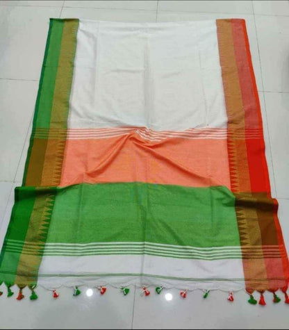 Cotton Handloom White Saree