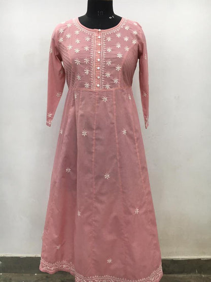 Chikan Embriodery Frock Style Kurta