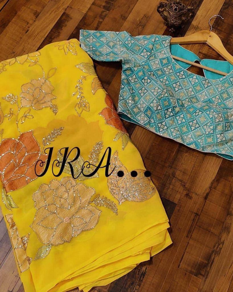 Yellow Sequence  Saree