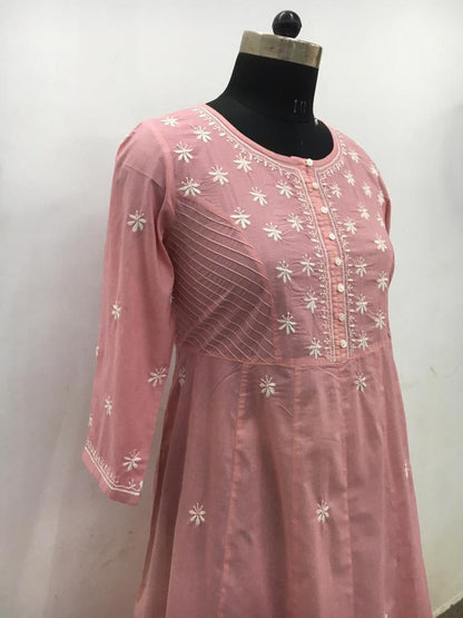 Chikan Embriodery Frock Style Kurta