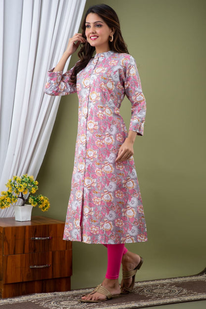 Printed Princess cut Kurti (Purple)