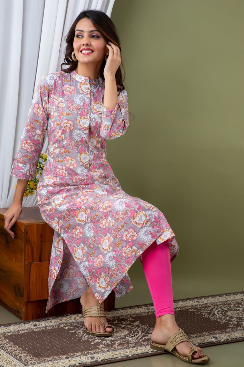 Printed Princess cut Kurti (Purple)