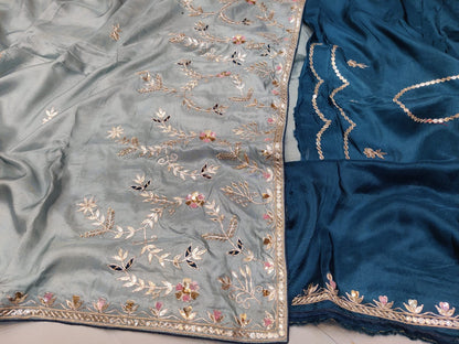 Pure Munga Silk Saree with zardozi work