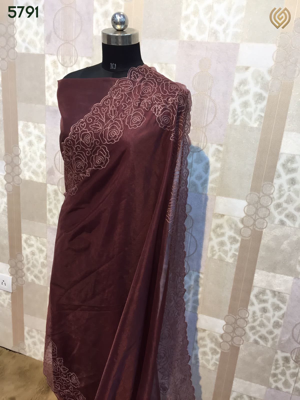 Semi Organza Silk Saree with Embriodery