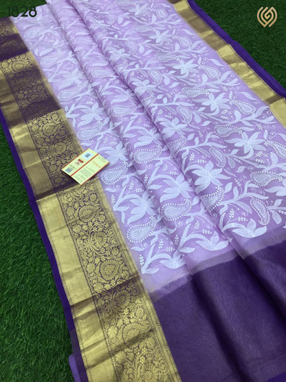 Organza Saree with Lakhnawi embriodery