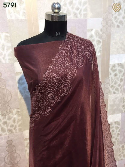 Semi Organza Silk Saree with Embriodery