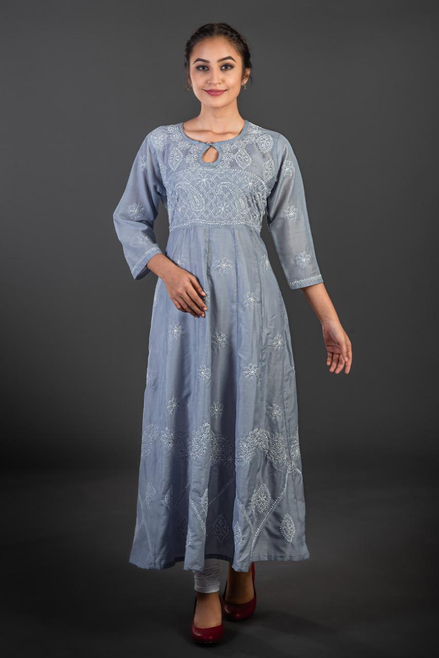 Long Chikankari Gown