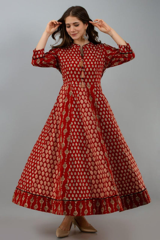 Cotton Printed Gown - Anarkali Style