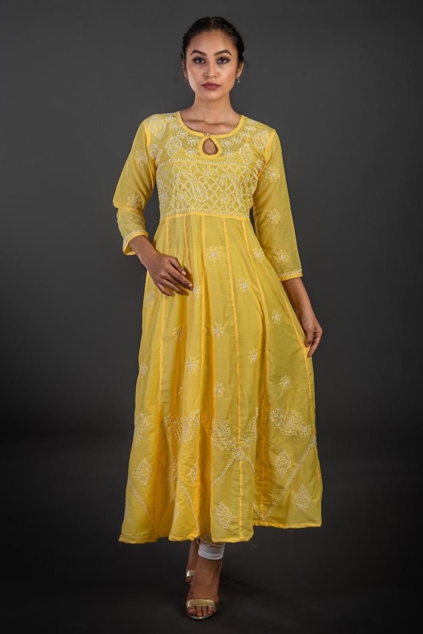 Long Chikankari Gown